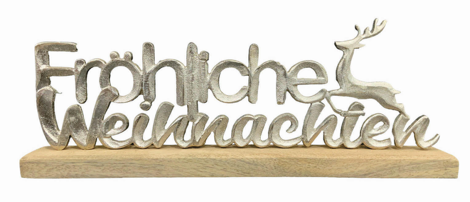 DEKOSCHRIFTZUG - Silberfarben/Braun, LIFESTYLE, Holz/Metall (42/15,5/5cm) - X-Mas