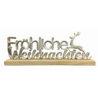 DEKOSCHRIFTZUG - Silberfarben/Braun, LIFESTYLE, Holz/Metall (42/15,5/5cm) - X-Mas