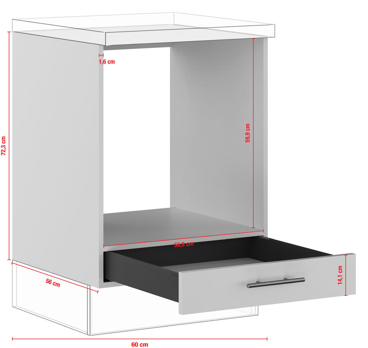 HERDUMBAUSCHRANK 60/87,8/57,6 cm  in Weiß  - Edelstahlfarben/Weiß, Basics, Holzwerkstoff/Metall (60/87,8/57,6cm) - Impuls