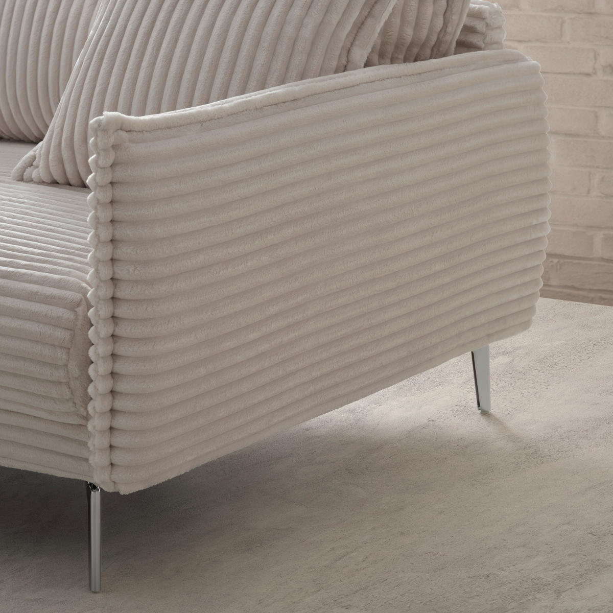 BIG SOFFA i vit  - vit/kromfärg, Modern, metall/trämaterial (241/90/117cm) - Carryhome