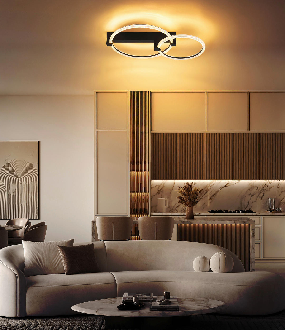 LED-DECKENLEUCHTE Fletcher 58/38/11,5 cm  - Transparent/Schwarz, Design, Kunststoff/Metall (58/38/11,5cm) - Globo