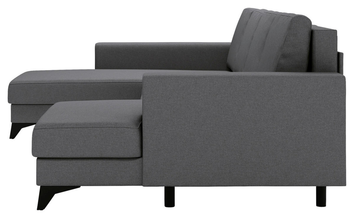 WOHNLANDSCHAFT in Flachgewebe Grau  - Schwarz/Grau, Design, Textil/Metall (190/339/156cm) - Livetastic