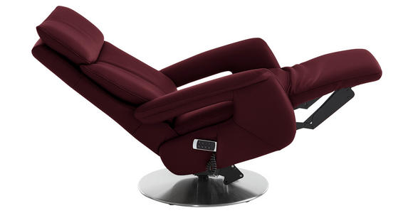 RELAXSESSEL in Leder Weinrot - Edelstahlfarben/Weinrot, Design, Leder/Metall (78/112/85cm) - Cantus