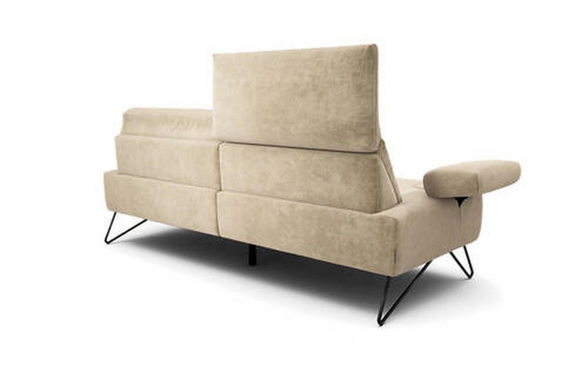 2,5-SITZER in Samt Naturfarben  - Schwarz/Naturfarben, Design, Textil/Metall (204-234/85/86-94cm) - SENSOO