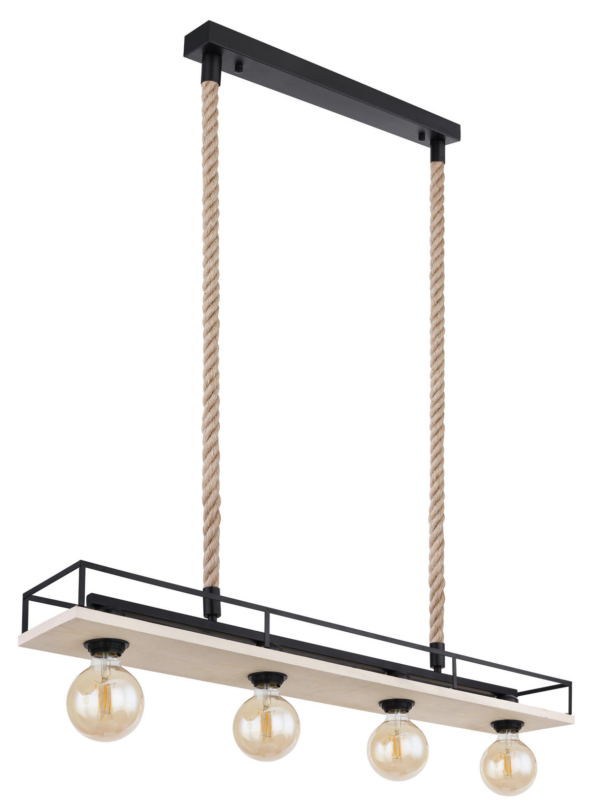 HÄNGELEUCHTE 95/15/120 cm   - Schwarz/Braun, Basics, Naturmaterialien/Holz (95/15/120cm) - Globo