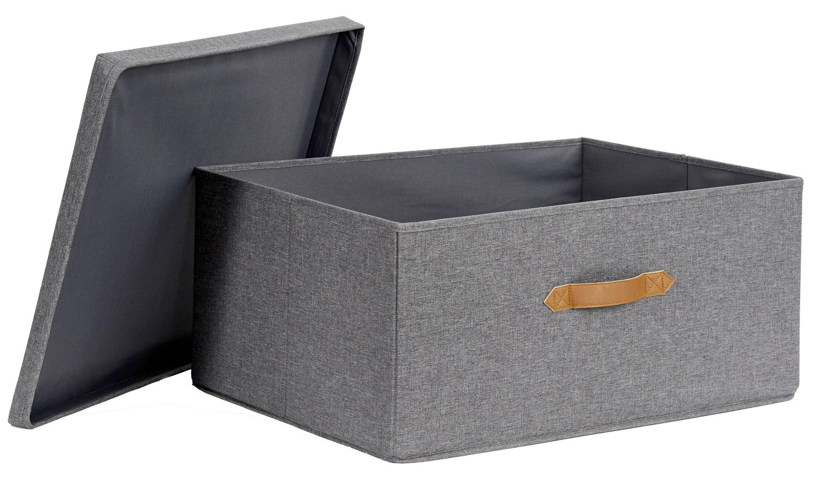 BOX MIT DECKEL Premium  - Grau, Basics, Holzwerkstoff/Textil (54/40/25cm) - Store It