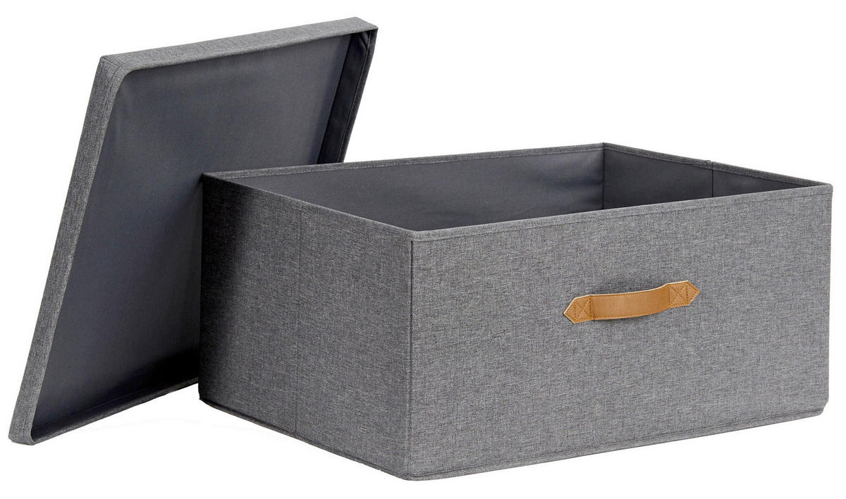 BOX MIT DECKEL Premium  - Grau, Basics, Holzwerkstoff/Textil (54/40/25cm) - Store It