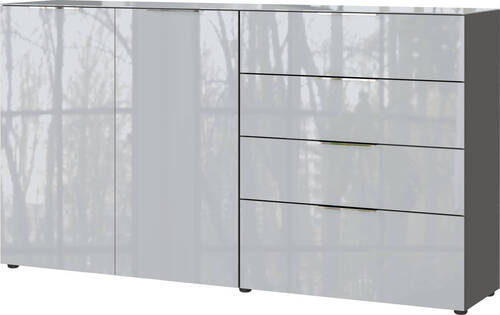 TÁLALÓSZEKRÉNY 184/102/42 cm - ezüst/grafitszürke, Modern, műanyag/faalapú anyag (184/102/42cm) - Premium Living
