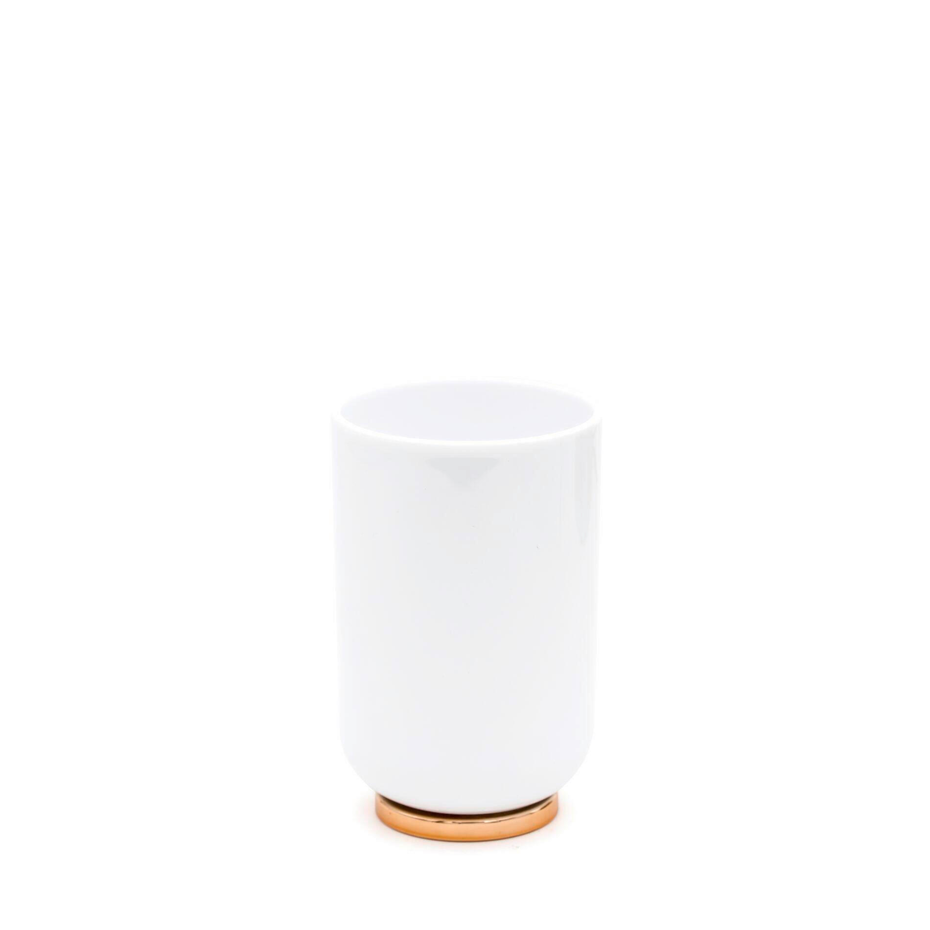 ZAHNPUTZBECHER Kunststoff  - Weiss/Kupferfarben, Basics, Kunststoff (7,1/11,1/7,1cm) - Sadena