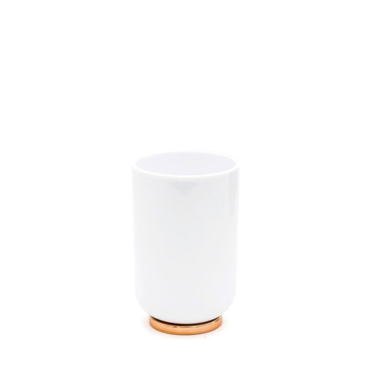ZAHNPUTZBECHER Kunststoff  - Weiss/Kupferfarben, Basics, Kunststoff (7,1/11,1/7,1cm) - Sadena