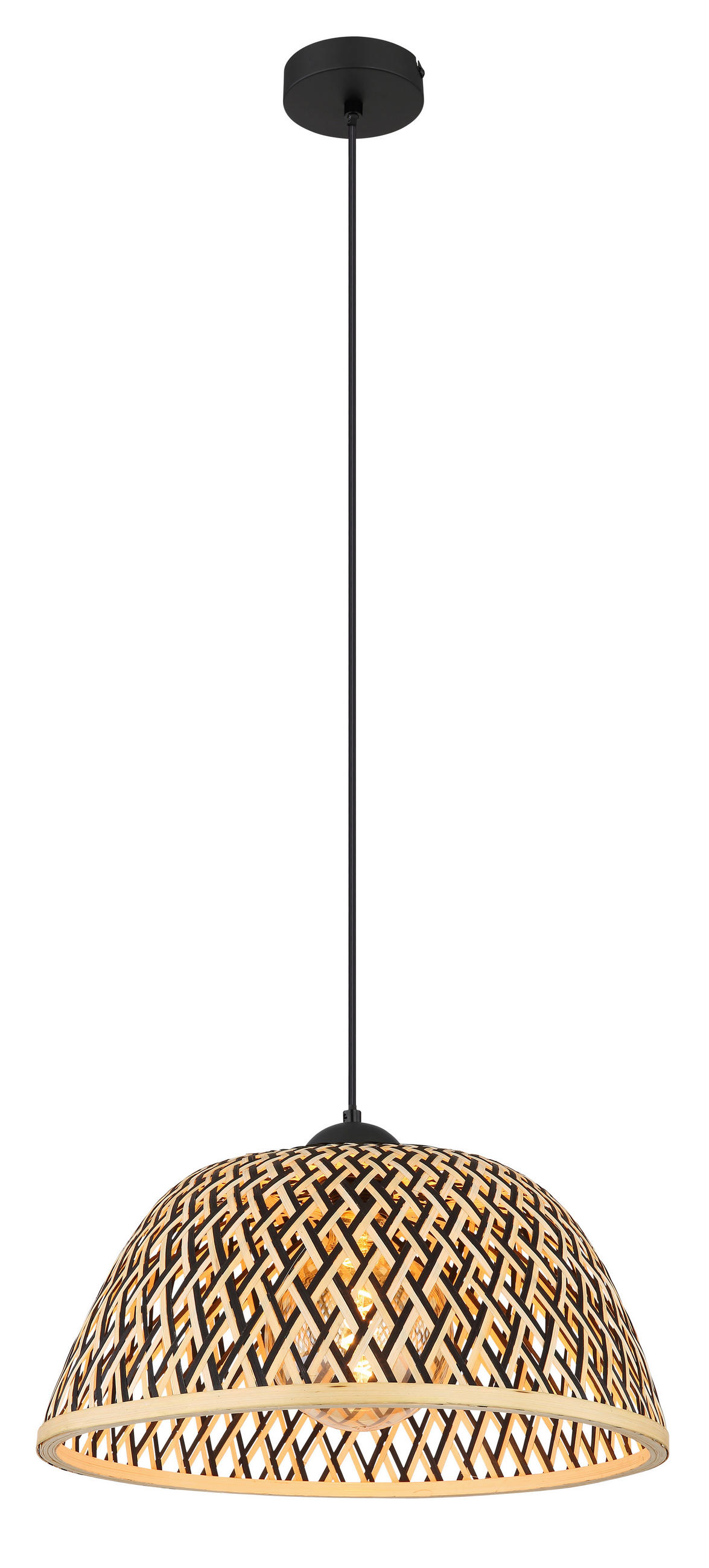 ZÁVĚSNÉ SVÍTIDLO, 40/120 cm  - černá/přírodní barvy, Natur, kov/přírodní materiály (40/120cm) - Globo