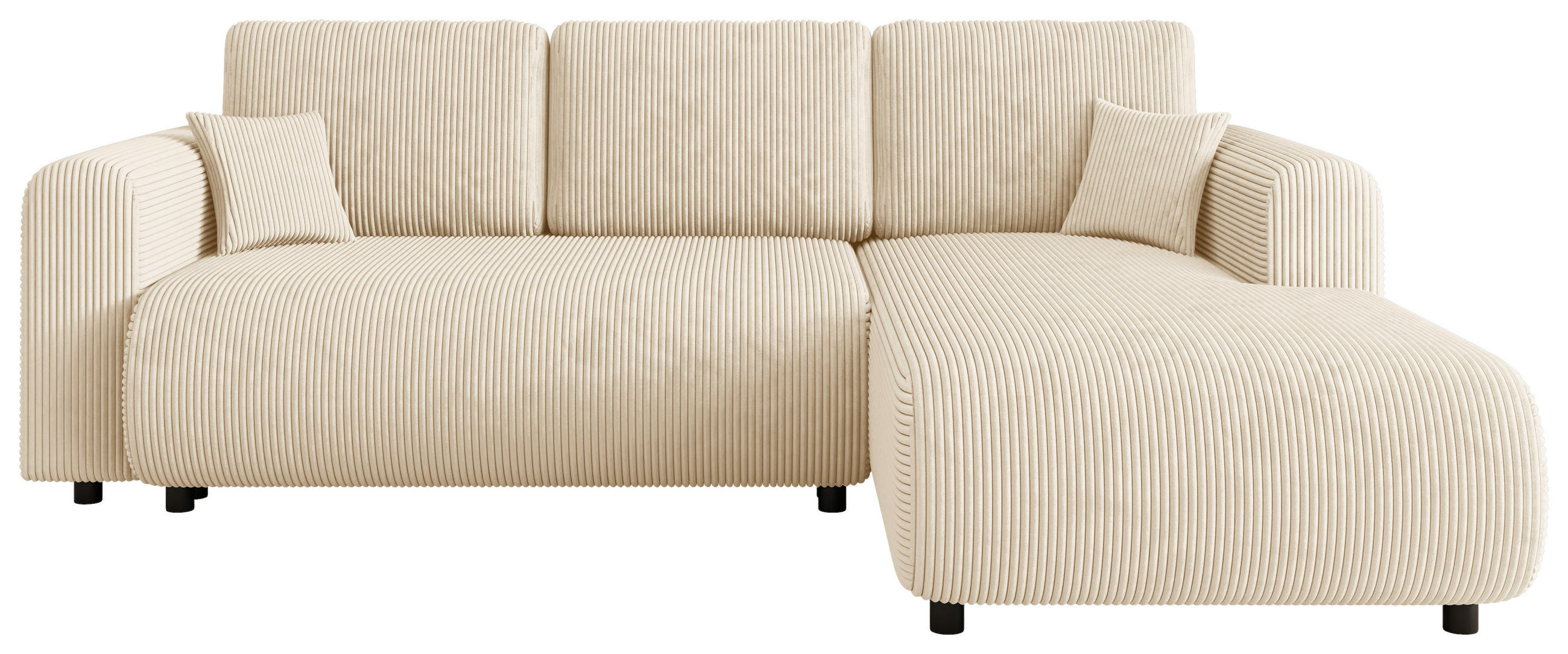 ECKSOFA inkl. Funktionen Creme Cord  - Creme/Schwarz, KONVENTIONELL, Kunststoff/Textil (260/200cm) - Xora