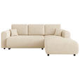 ECKSOFA inkl. Funktionen Creme Cord  - Creme/Schwarz, KONVENTIONELL, Kunststoff/Textil (260/200cm) - Xora