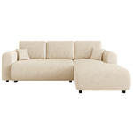 ECKSOFA inkl. Funktionen Creme Cord  - Creme/Schwarz, KONVENTIONELL, Kunststoff/Textil (260/200cm) - Xora