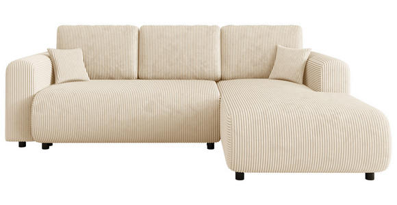 ECKSOFA inkl. Funktionen Creme Cord  - Creme/Schwarz, KONVENTIONELL, Kunststoff/Textil (260/200cm) - Xora