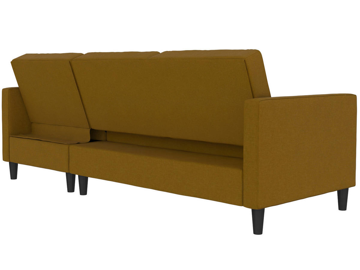 ECKSOFA PALERMO Currygelb Webstoff, Leinenoptik Schlaffunktion, Stauraum  - Currygelb/Schwarz, Basics, Kunststoff/Textil (213/154cm) - Livetastic