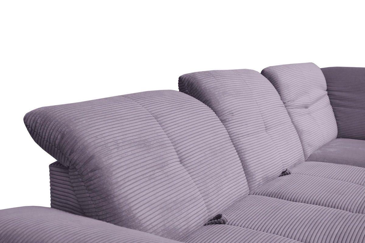 ECKSOFA in Cord Lila  - Lila/Schwarz, Design, Textil/Metall (313/242cm) - Xora