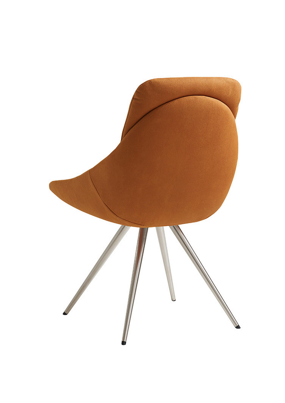 STUHL Orange, Edelstahlfarben, Cognac  - Edelstahlfarben/Cognac, Design, Textil/Metall (55/91/64cm) - Venjakob