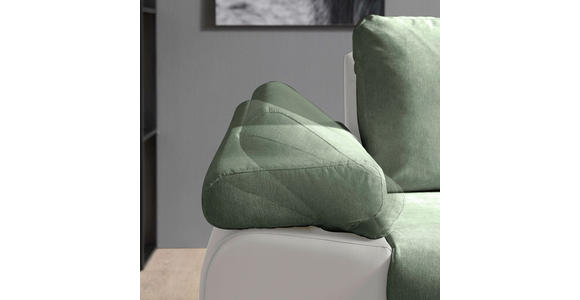 ECKSOFA in Flachgewebe Weiß, Olivgrün  - Weiß/Olivgrün, Design, Kunststoff/Textil (271/175cm) - Xora