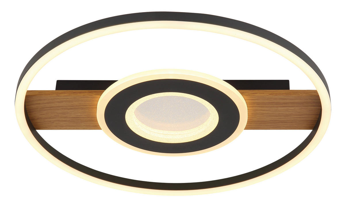 STROPNÍ LED SVÍTIDLO, 40.5/5.5 cm  - tmavě hnědá/černá, Natur, kov/plast (40.5/5.5cm) - Globo