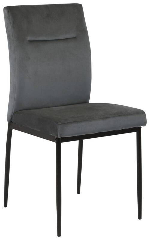 STUHL Samt Schwarz, Dunkelgrau  - Dunkelgrau/Schwarz, KONVENTIONELL, Textil/Metall (45/90,5cm) - MID.YOU