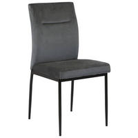 STUHL  in Stahl Samt Metall, Textil  - Dunkelgrau/Schwarz, KONVENTIONELL, Textil/Metall (45/90,5cm) - MID.YOU