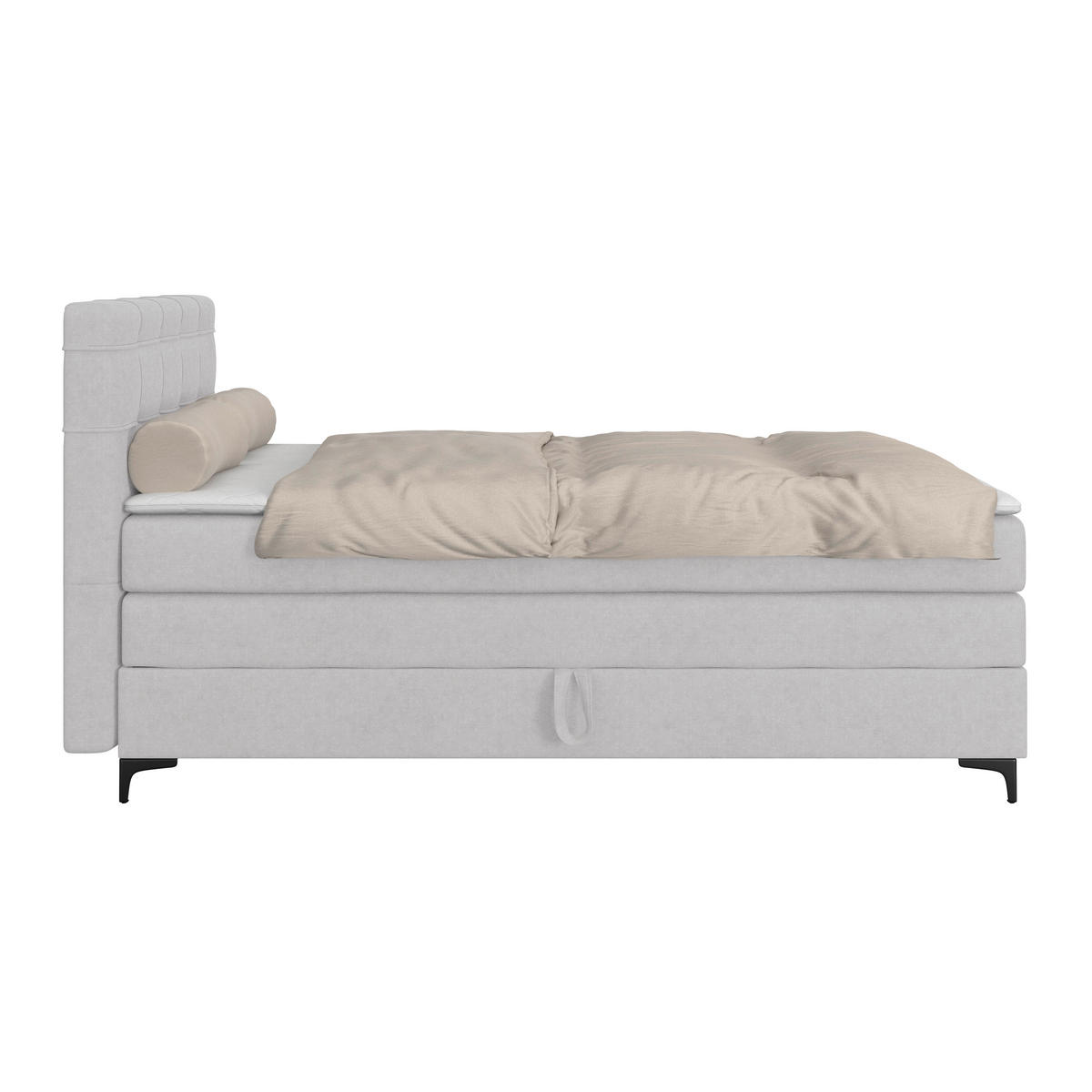 BOXSPRINGBETT 200/200 cm,  in Silberfarben, H3 = fest  - Silberfarben/Schwarz, KONVENTIONELL, Kunststoff/Textil (200/200cm)
