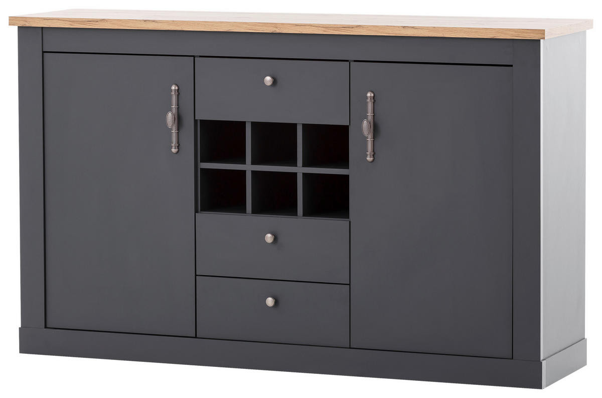 SIDEBOARD  in 169/104/45 cm  - Anthrazit/Silberfarben, Design, Holzwerkstoff/Metall (169/104/45cm) - MID.YOU