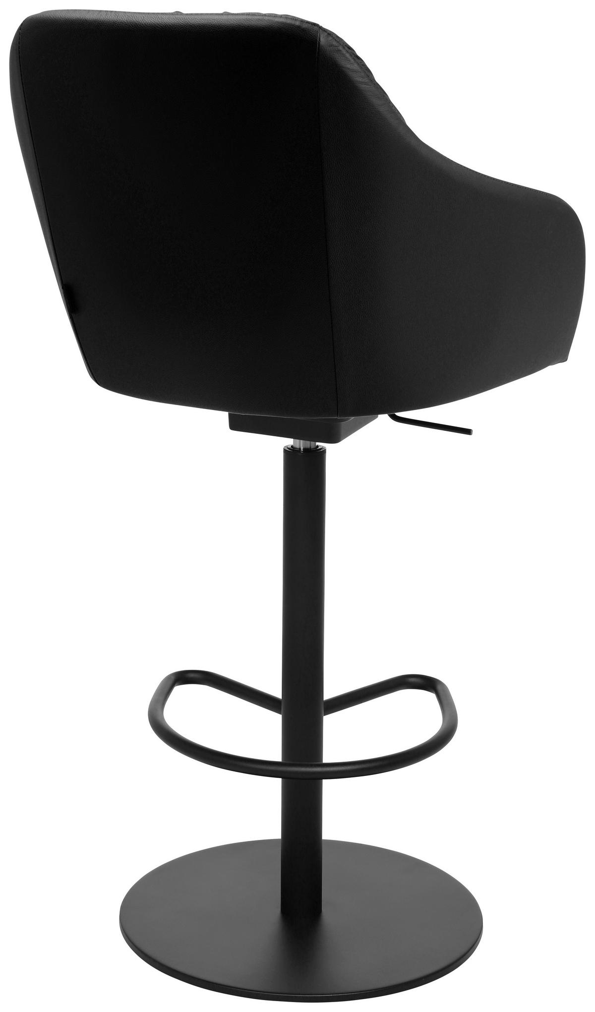 BARHOCKER in Metall, Leder Schwarz  - Schwarz, Design, Leder/Metall (59/109,5-120/61cm) - Johann Jakob