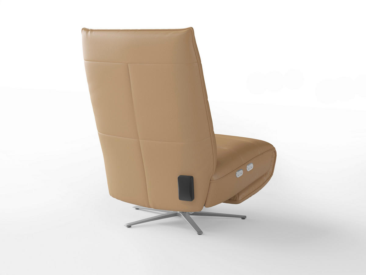 RELAXSESSEL EVE E Echtleder Kopfteilverstellung, Rücken echt    - Silberfarben/Cappuccino, Basics, Leder/Metall (80/109/98cm) - Sit & More