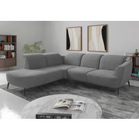ECKSOFA in Flachgewebe Grau  267/300 cm  - Schwarz/Grau, KONVENTIONELL, Textil/Metall (267/300cm) - Sit & More