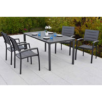 GARTENTISCHGRUPPE  - Graphitfarben/Grau, KONVENTIONELL, Kunststoff/Textil - Gardenson