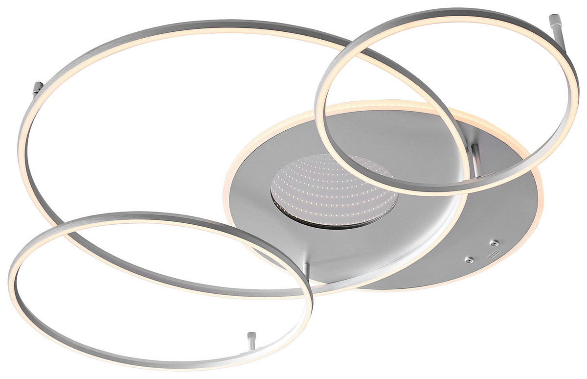 LED-DECKENLEUCHTE Invertina 126,4/105,3/13 cm   - Silberfarben/Weiß, Design, Kunststoff/Metall (126,4/105,3/13cm) - Globo