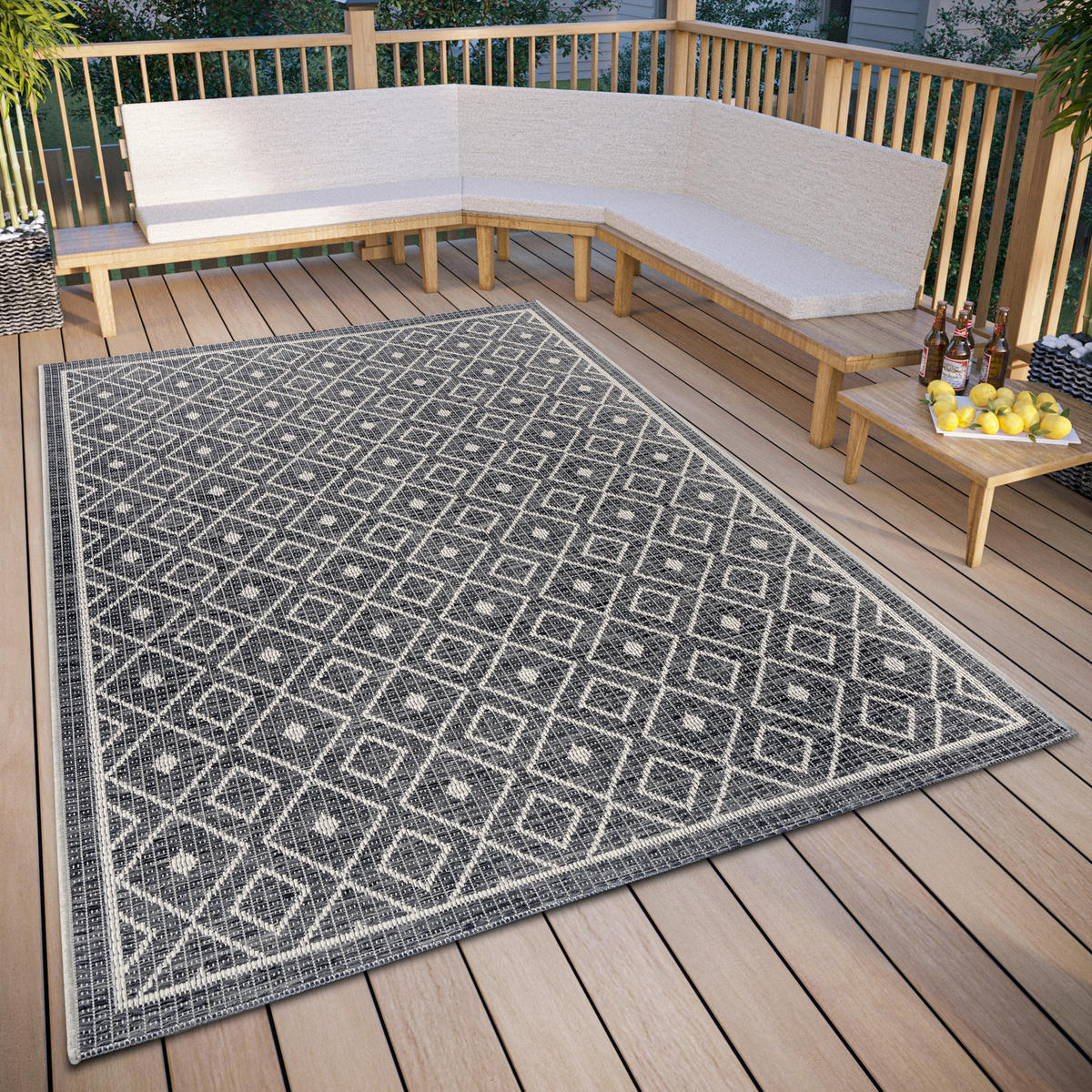 OUTDOORTEPPICH 63/120 cm Clyde Grau, Beige  - Beige/Grau, Design, Kunststoff (63/120cm)
