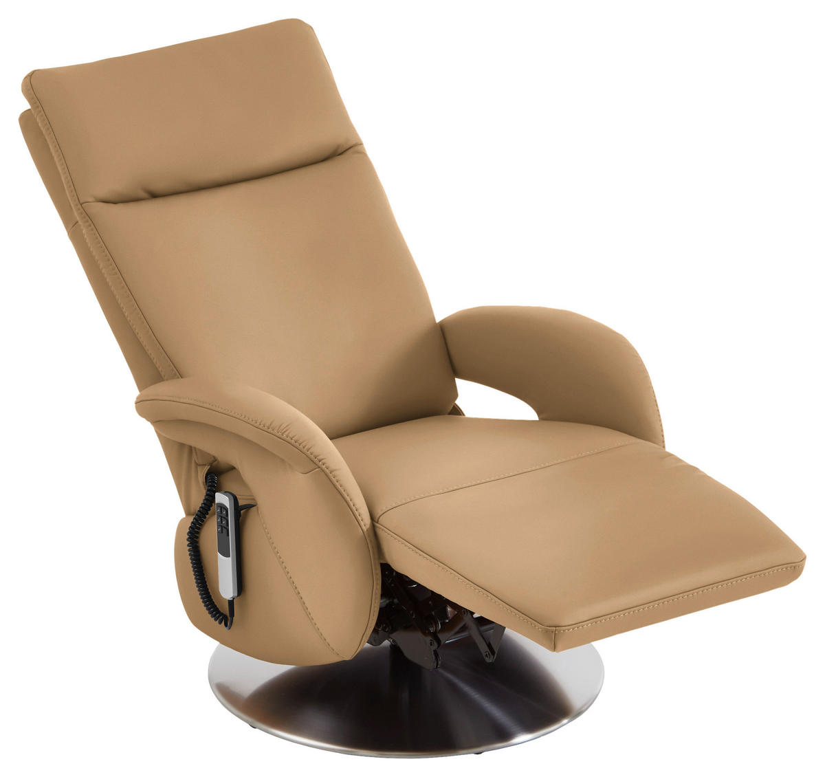 RELAXSESSEL in Leder Honig  - Edelstahlfarben/Honig, Design, Leder/Metall (70/108/80cm) - Cantus