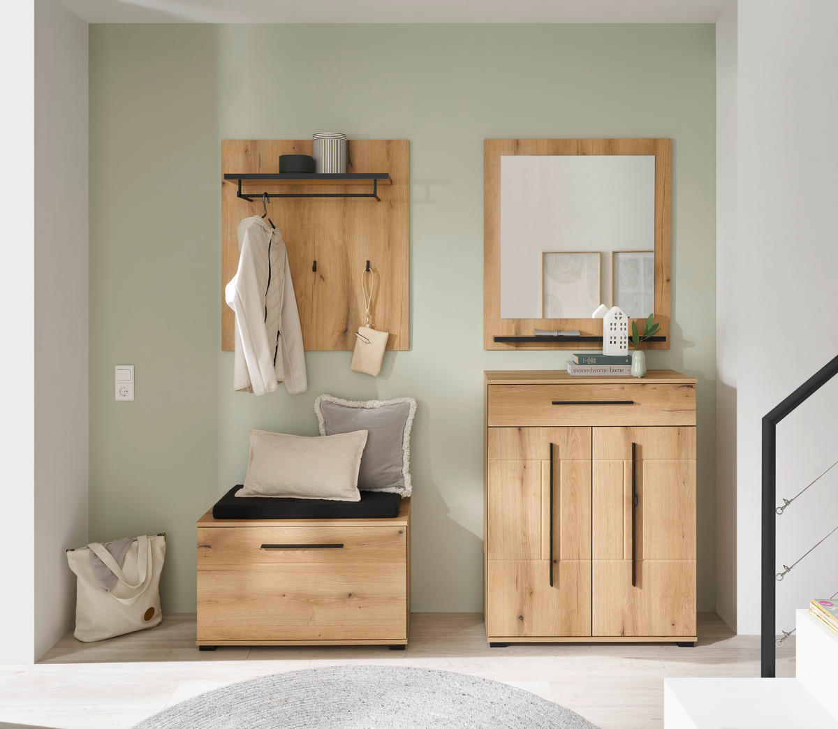 GARDEROBE 5-teilig  in 170/200/39 cm  - Eichefarben, MODERN, Holzwerkstoff (170/200/39cm) - MID.YOU