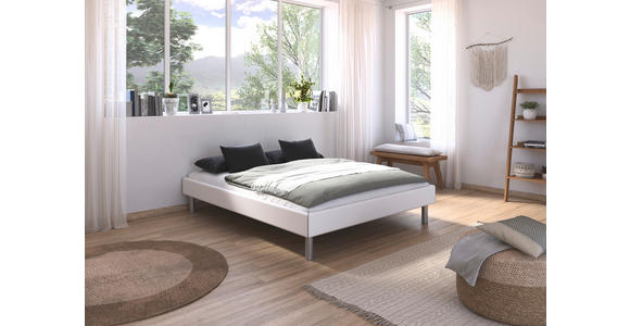 BETT 160/200 cm in Weiß - Alufarben/Weiß, Design, Holzwerkstoff/Metall (160/200cm) - Carryhome