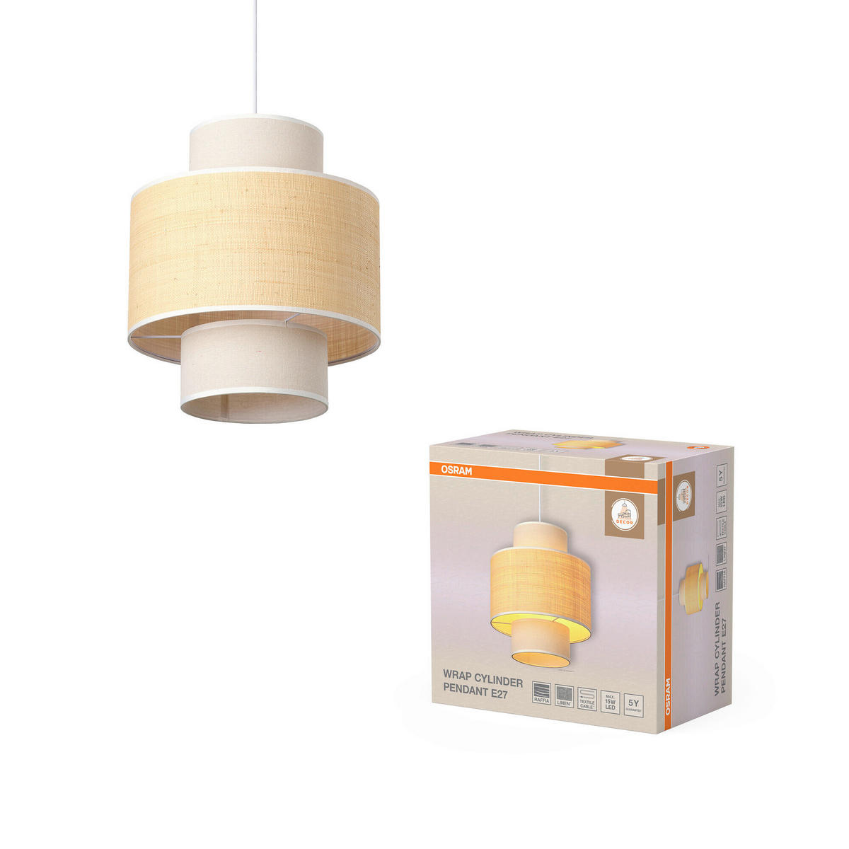 HÄNGELEUCHTE 35/142 cm  - Beige, Natur, Holz/Textil (35/142cm) - Osram