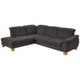 ECKSOFA in Flachgewebe Dunkelbraun  - Wildeiche/Dunkelbraun, Natur, Holz/Textil (243/301cm) - Voleo