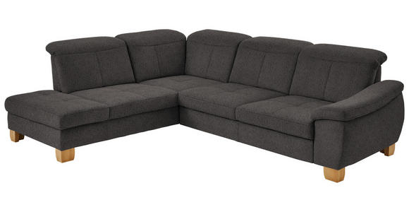 ECKSOFA in Flachgewebe Dunkelbraun  - Wildeiche/Dunkelbraun, Natur, Holz/Textil (243/301cm) - Voleo