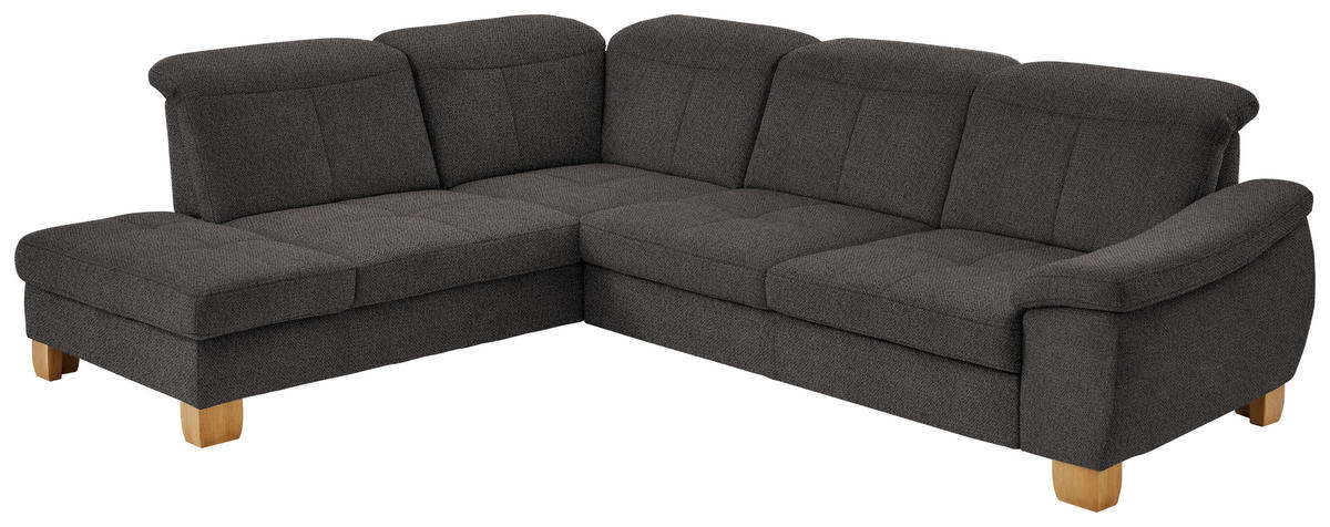 ECKSOFA in Flachgewebe Dunkelbraun  243/301 cm  - Wildeiche/Dunkelbraun, Natur, Holz/Textil (243/301cm) - Voleo