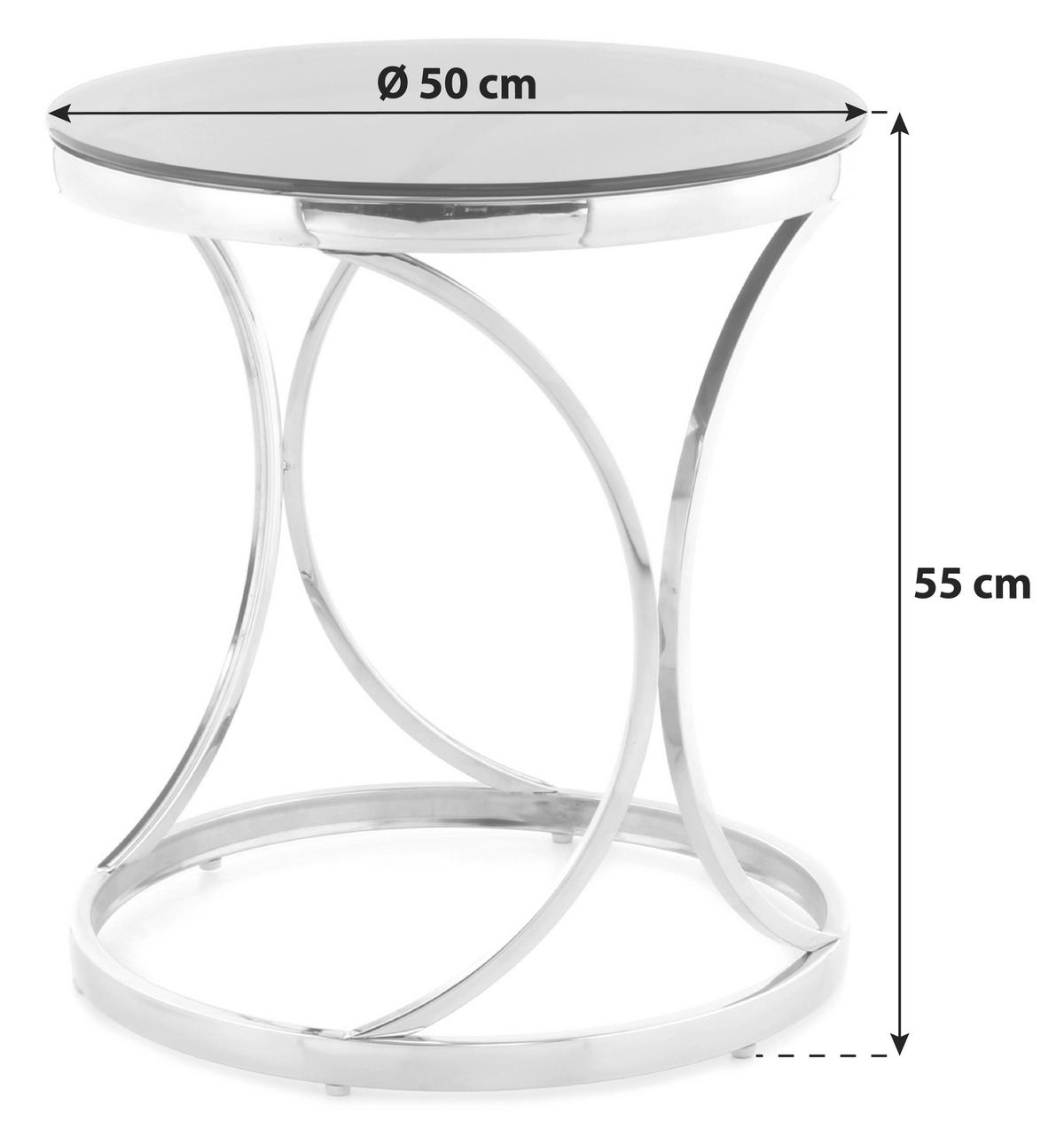 ODKLÁDACÍ STOLEK, černá, barvy stříbra - černá/barvy stříbra, Basics, kov/sklo (50/50/55cm)