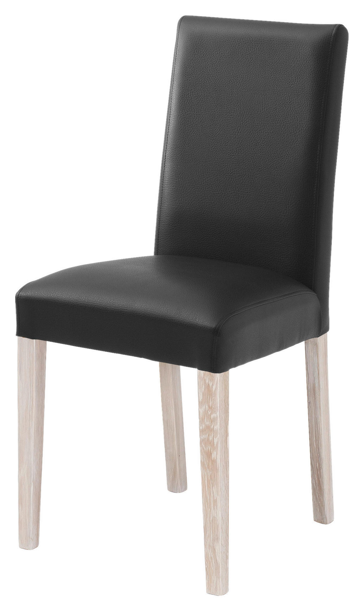 STUHL  Beinauswahl, Stoffauswahl Lederlook  - Schwarz/Sonoma Eiche, Konventionell, Holz/Textil (44/92/57cm) - Carryhome