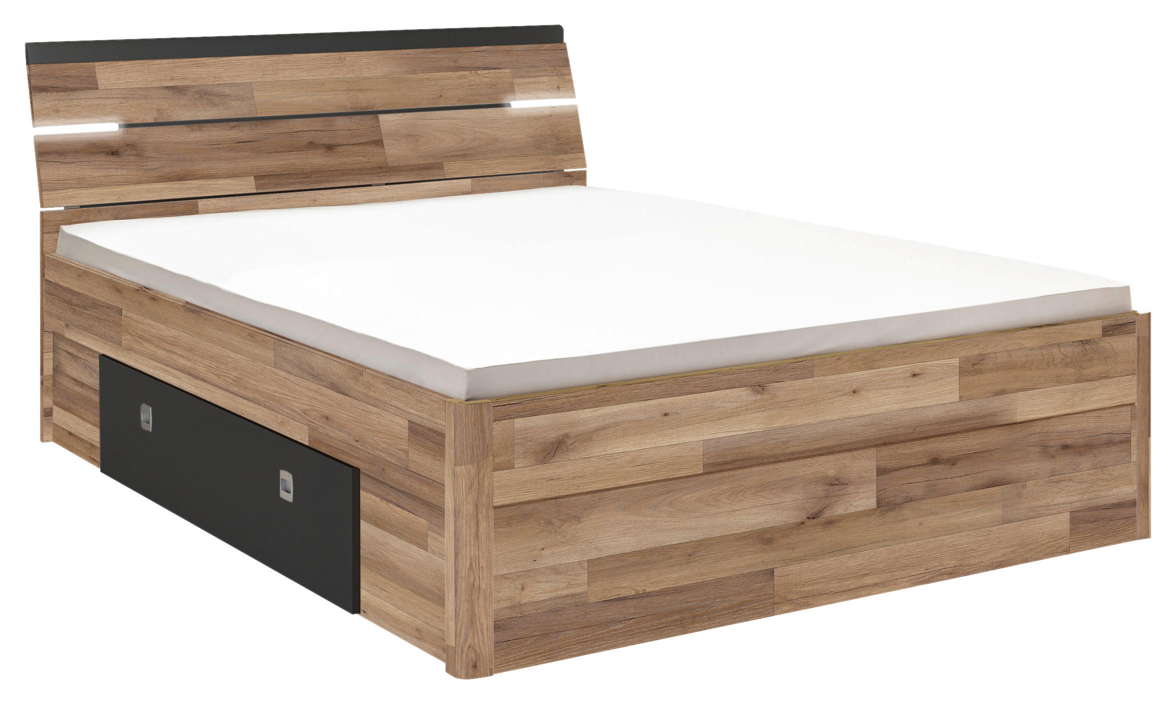 Stauraumbett Mit Beleuchtung 160x200 Cm Mars Eiche Dekor