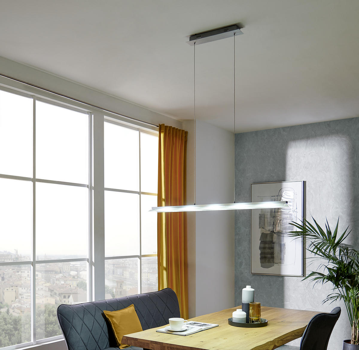 Lustră Led  - culoare aluminiu, Konventionell, plastic/metal (100cm) - Novel