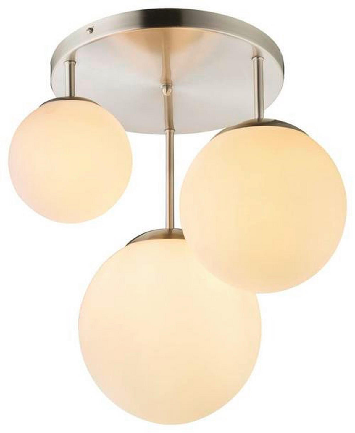DECKENLEUCHTE  47/44 cm    - Weiss/Nickelfarben, Basics, Glas/Metall (47/44cm) - Globo
