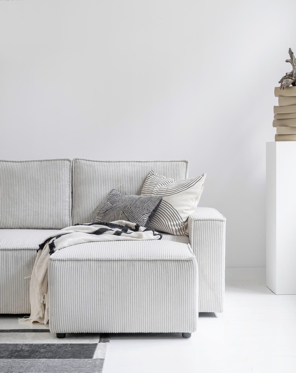 ECKSOFA  in Cord Beige  250/156 cm  - Beige/Schwarz, Design, Kunststoff/Textil (250/156cm) - MID.YOU