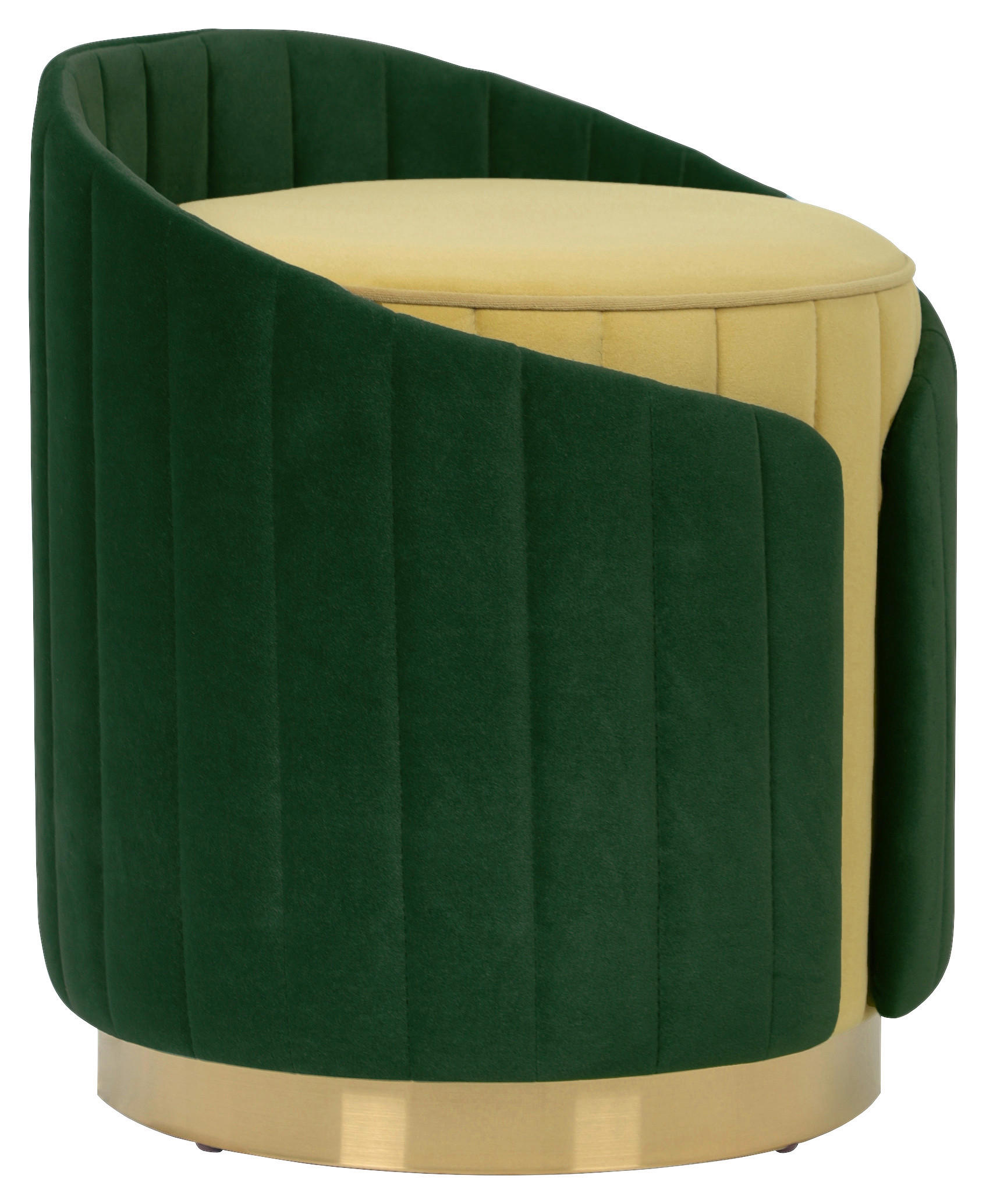 HOCKER Struktur Grün, Currygelb  - Currygelb/Goldfarben, Design, Textil/Metall (40/45cm) - Kayoom