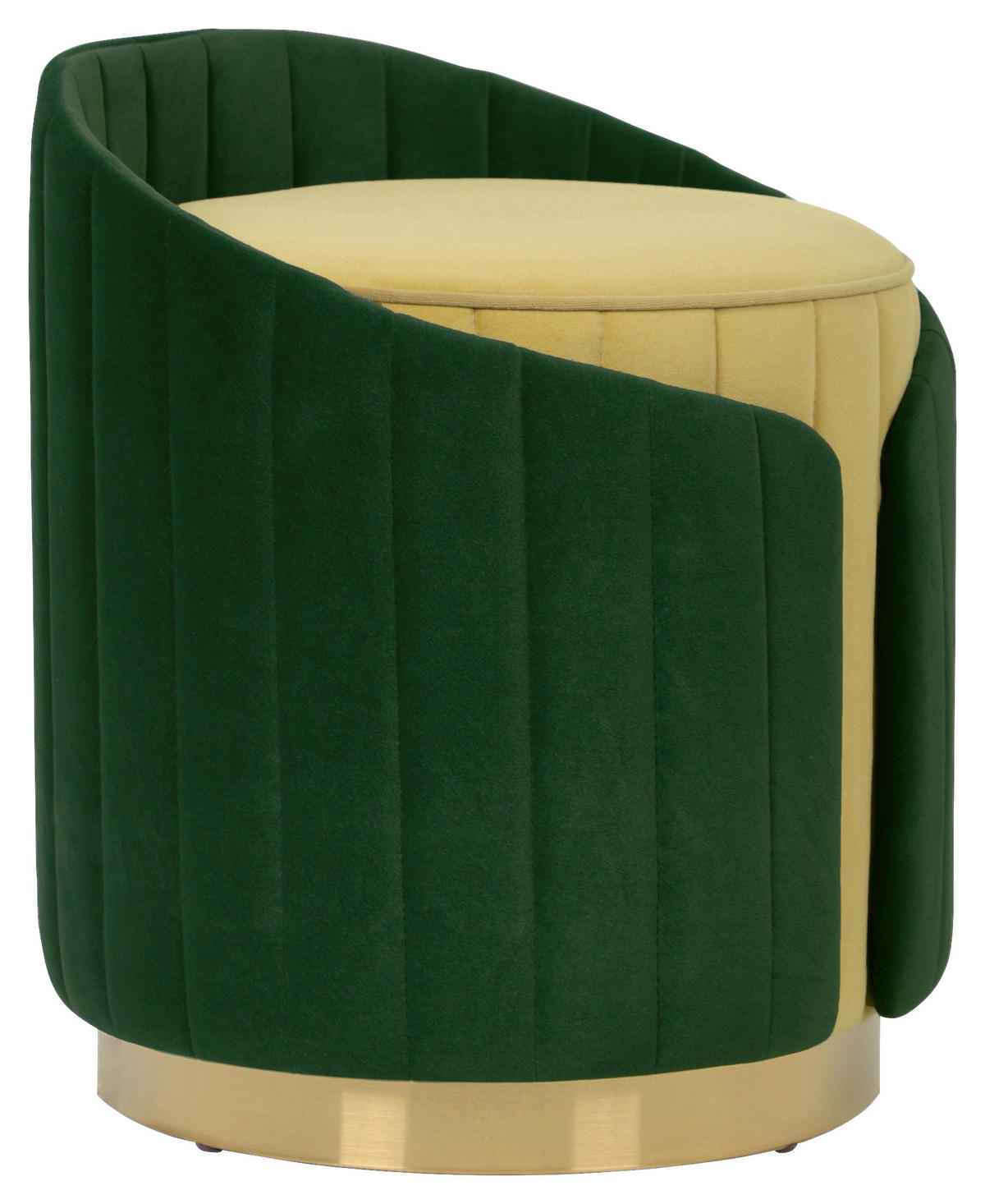 HOCKER Struktur Grün, Currygelb  - Currygelb/Goldfarben, Design, Textil/Metall (40/45cm) - Kayoom