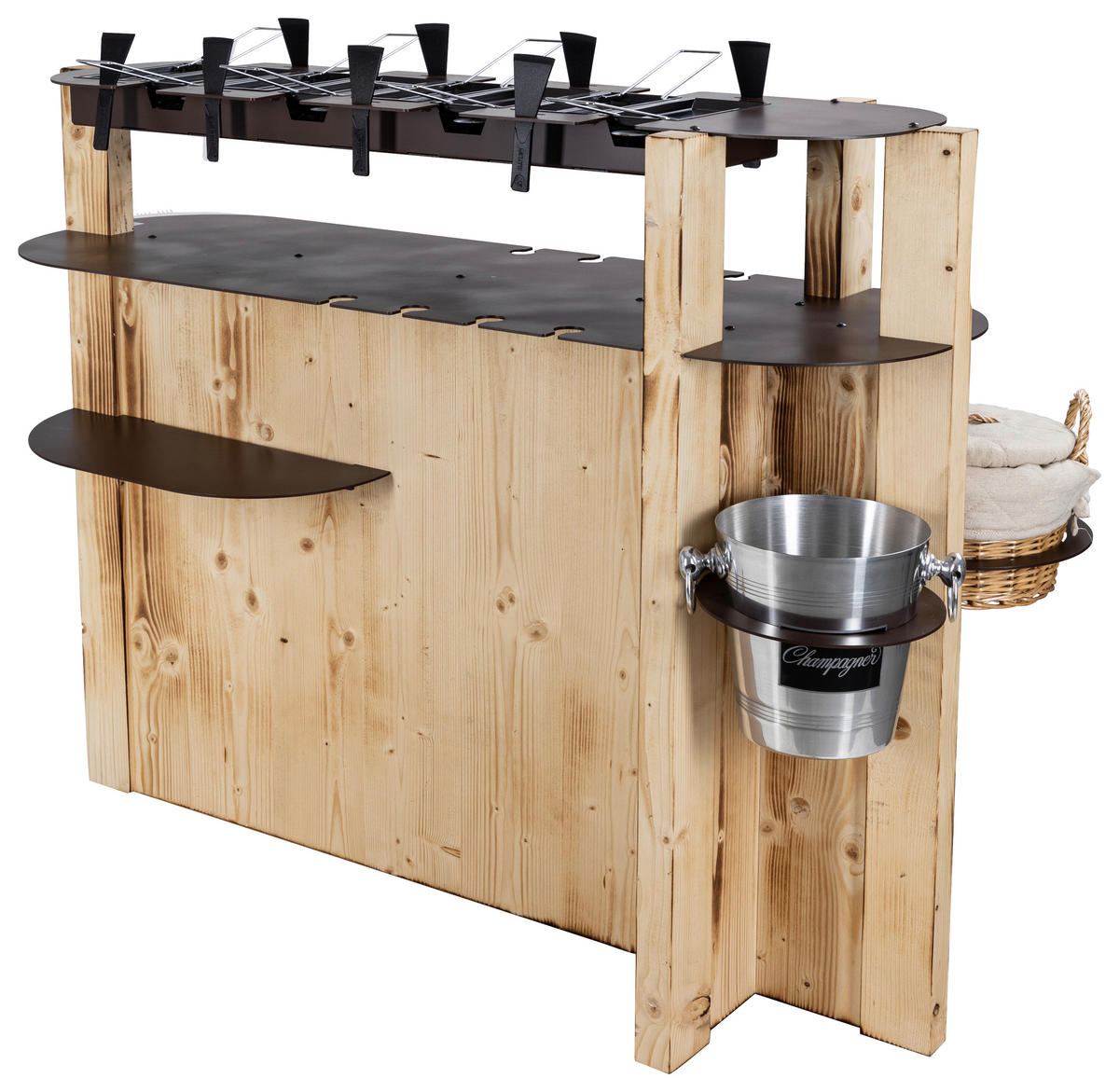 RACLETTE-GRILL  - Hellbraun, Design, Holz/Metall (115/90/40cm) - Nouvel